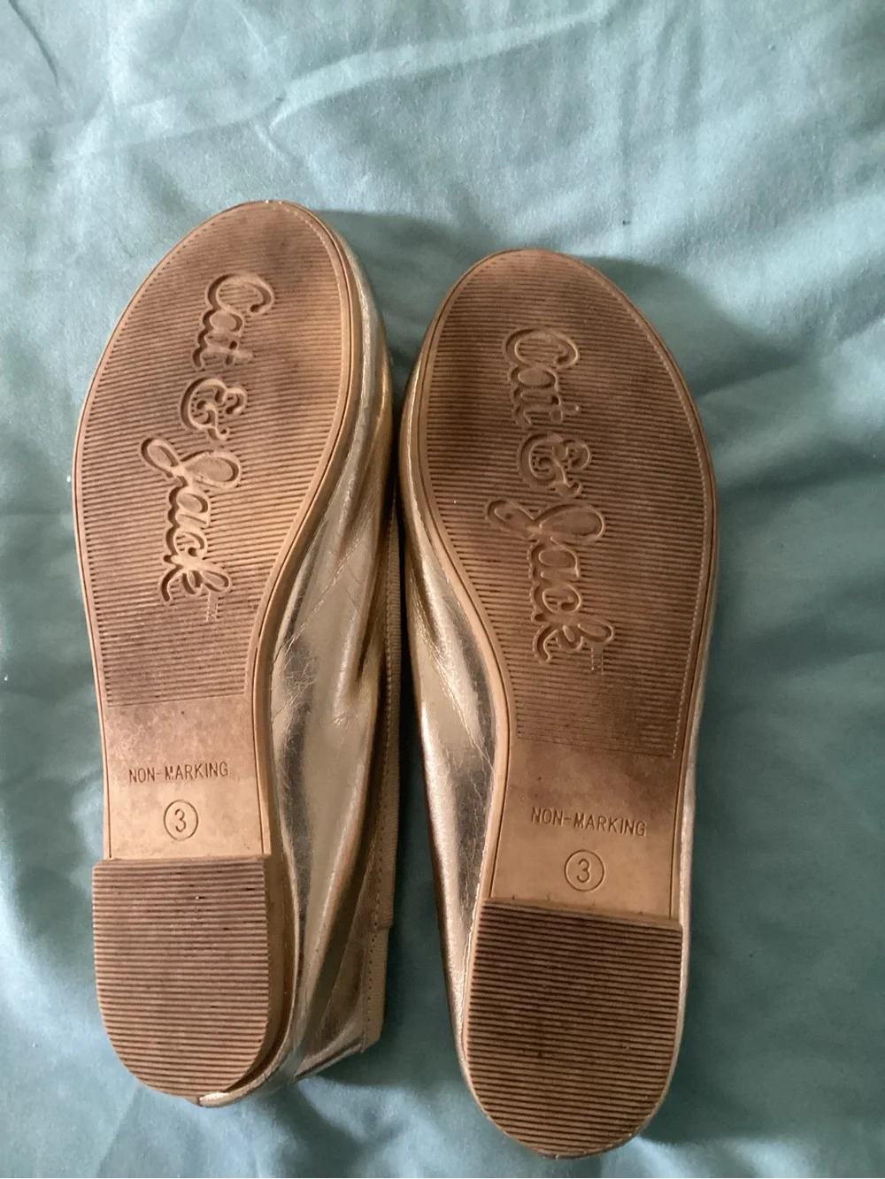 Gold Bow Ballet Flats - Women